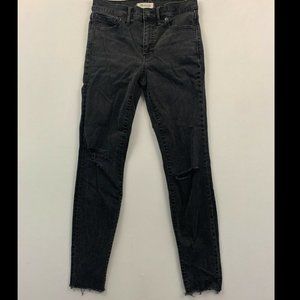 Madewell Black Distressed 9" High-Rise Skinny Jean